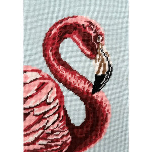 Finished Needlepoint Needle Crossings Pink Flamingo Head 1606 Completed 9" x 6"